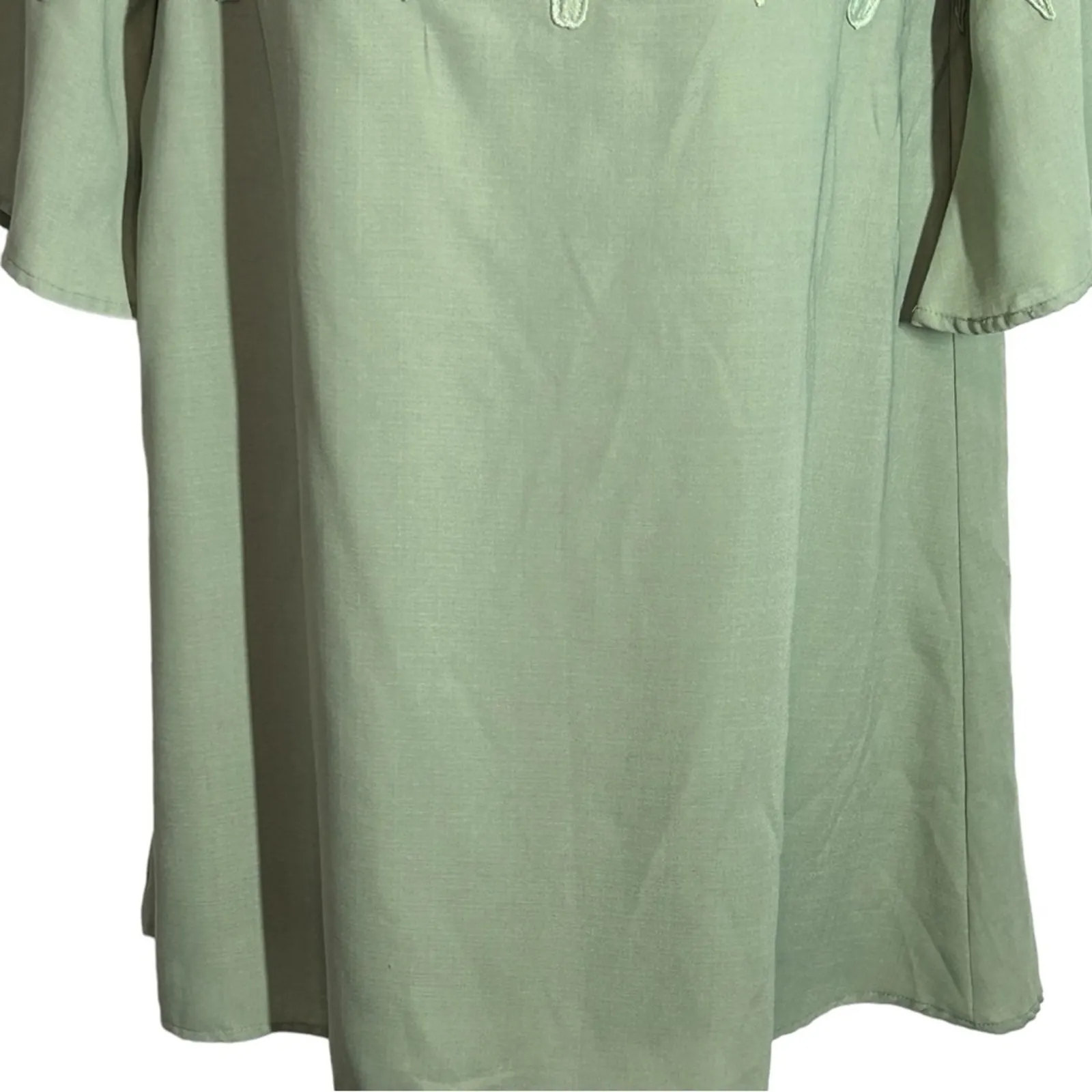 Umgee Green Off Shoulder Crochet Floral Mini Dress Large NWT - Image 6