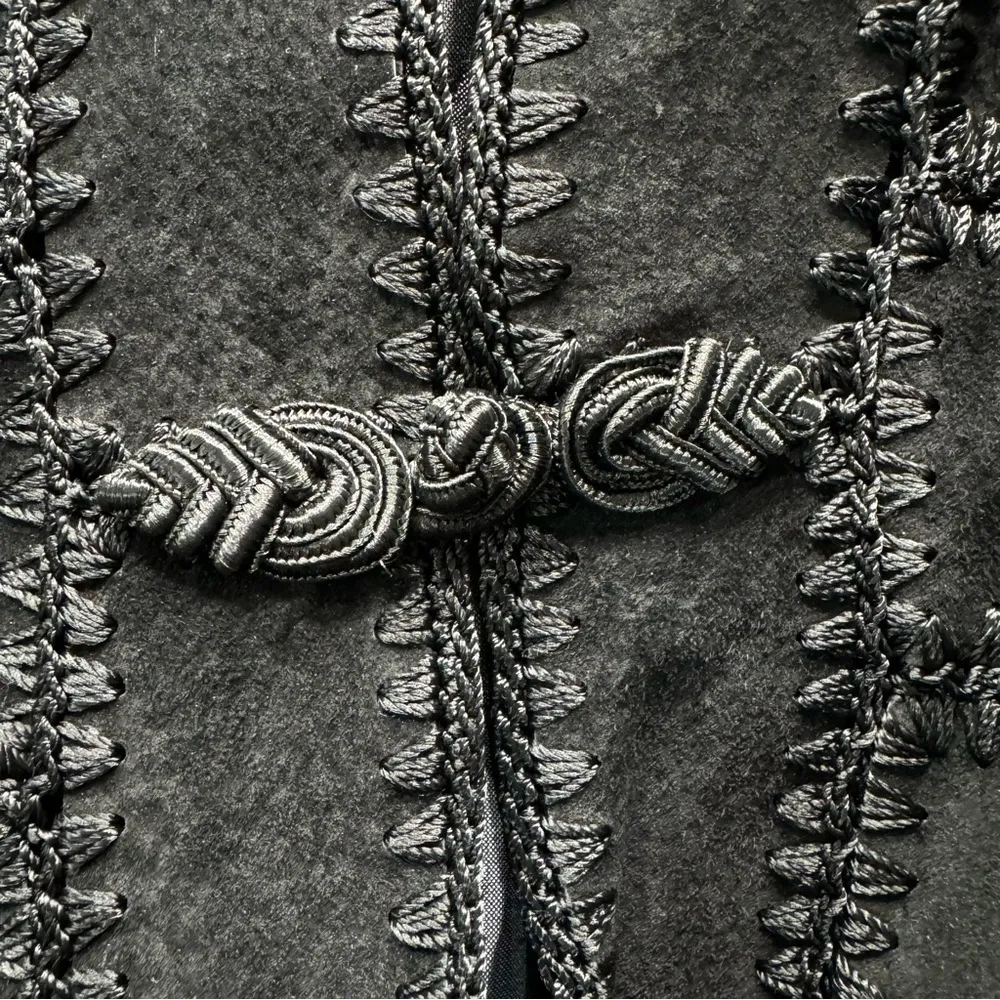 Vintage Y2K Genuine Suede Patchwork Leather Jacket Appliqué Toggle Buttons Black Size L - Image 13