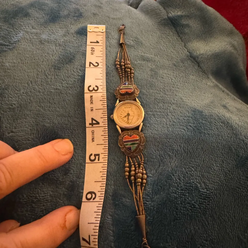 Indian Head Watch with Minimalist Face and Beaded Band Silver - Image 5