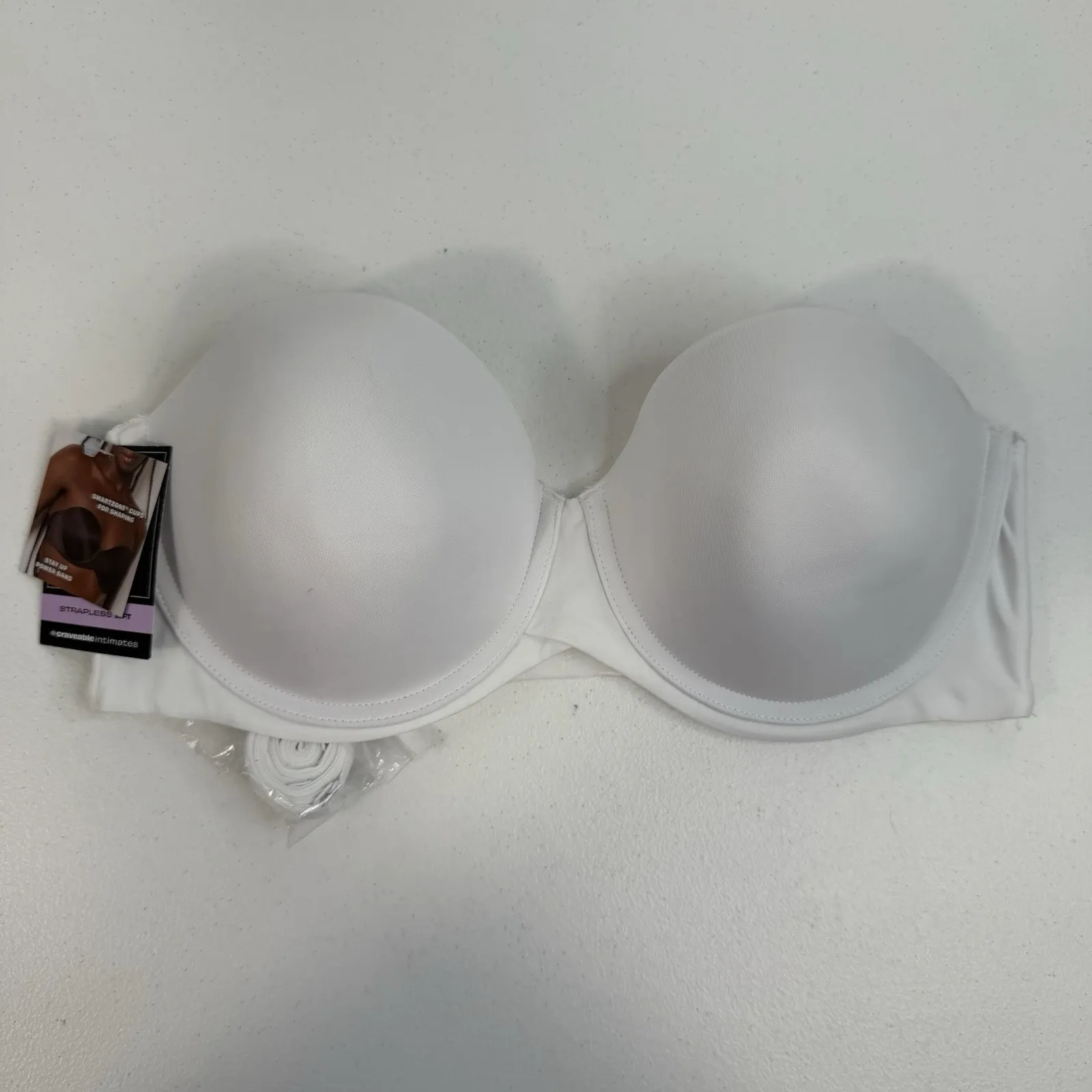 Maidenform 36D Bra Stay Put Strapless Convertible Push Up Underwire White NEW - Image 5