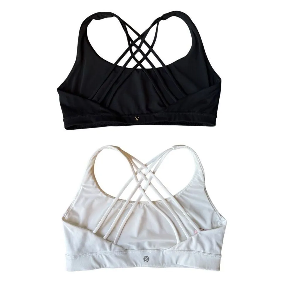 Victoria’s Secret Essential Strappy Sports Bras 1 Black, 1 White Size L - Image 2