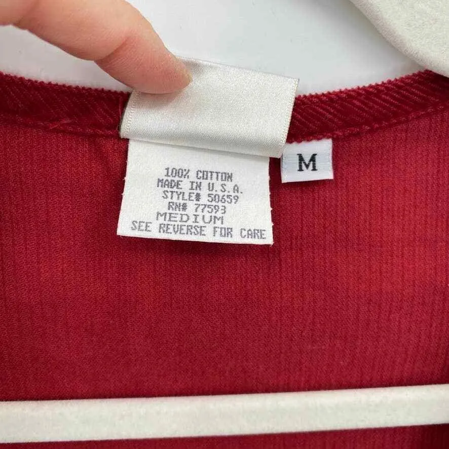 Vintage MATCH Jumper Maxi Dress Women M Red Cotton Corduroy Button Front Holiday Size M - Image 5