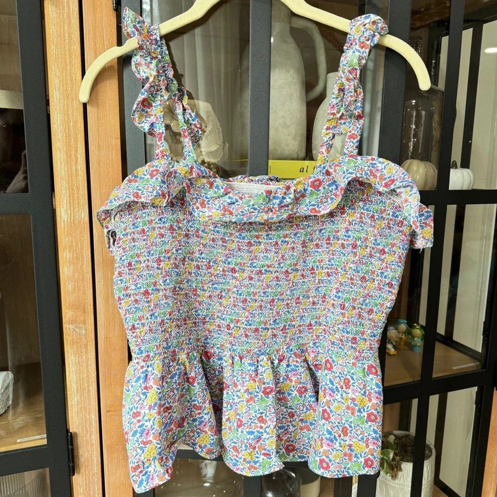 J.CREW x Liberty London Smocked Ruffle Top Favourite Flowers print tank blouse - Image 2