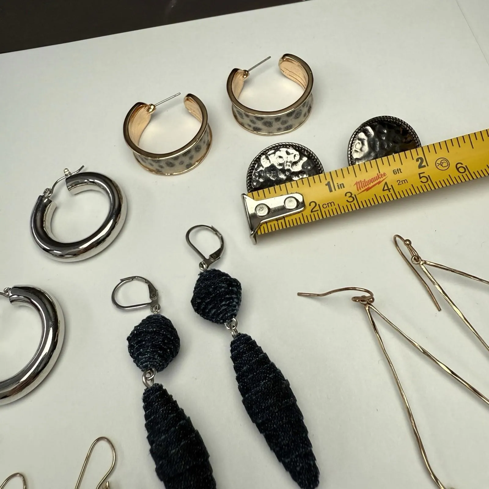 Dangle Drop, Hoop & Stud Mix Pierced Earrings Lot Of 6 Costume Jewelry - Image 5