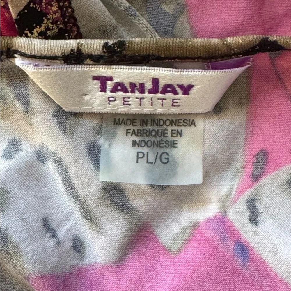 Vintage Tan Jay Petite Pink and Gold Animal Print Top PL Large Size undefined - Image 7