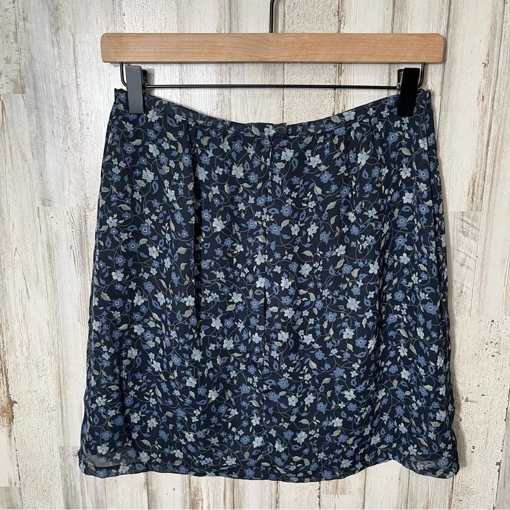 Vintage Y2K Old Navy Blue Floral Preppy Mini Skirt Womens Size 6/Small‎ - Image 4