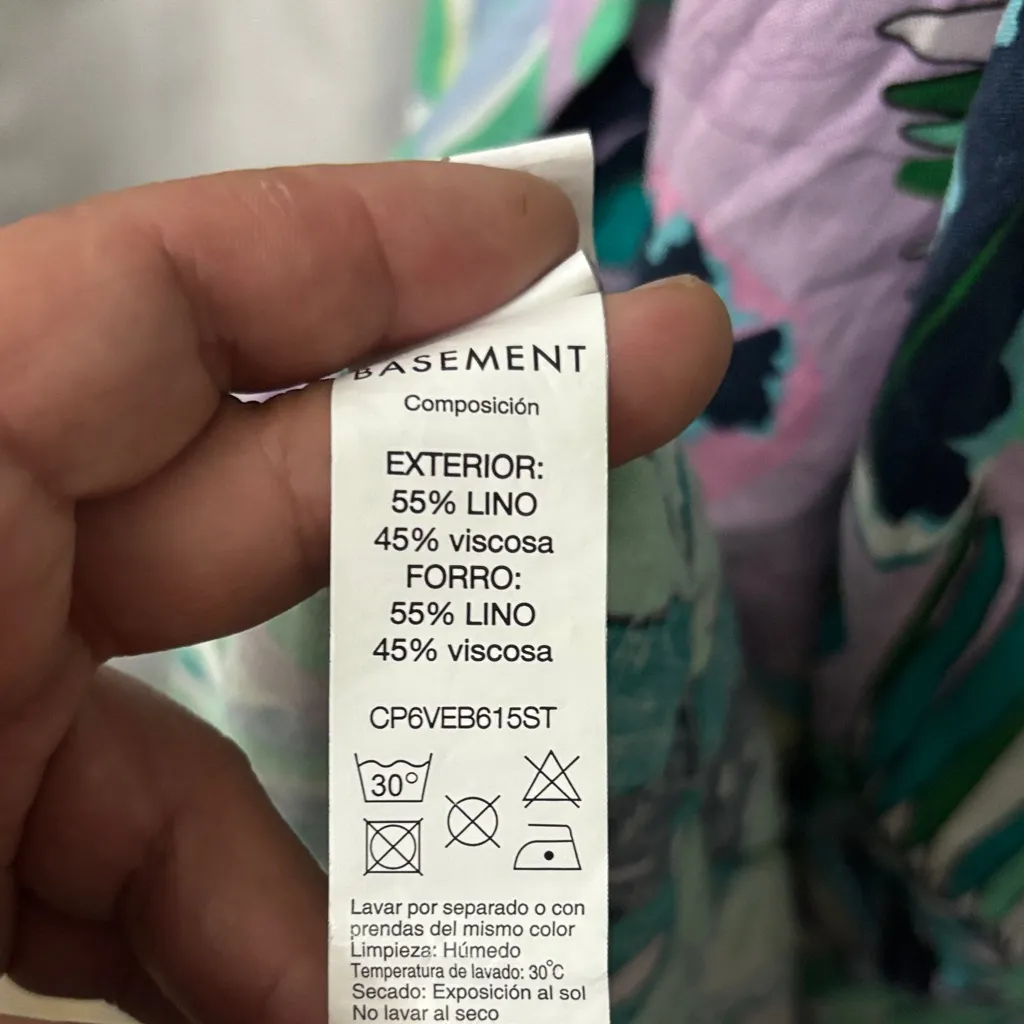 Floral Long Sleeve Dress Green Size L - Image 9