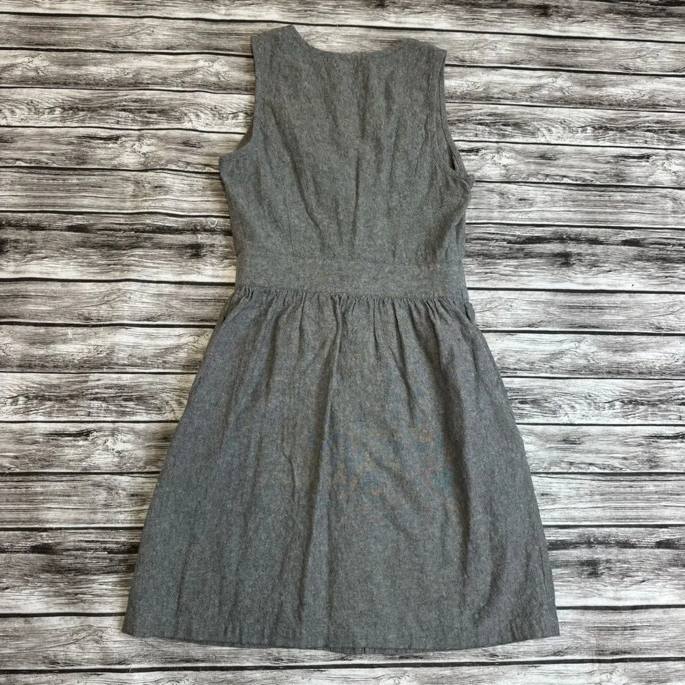 Lark & Wolff Women's Full Button Front Dress Grey Gray XS Extra Small Linen Mini Brown - Image 2