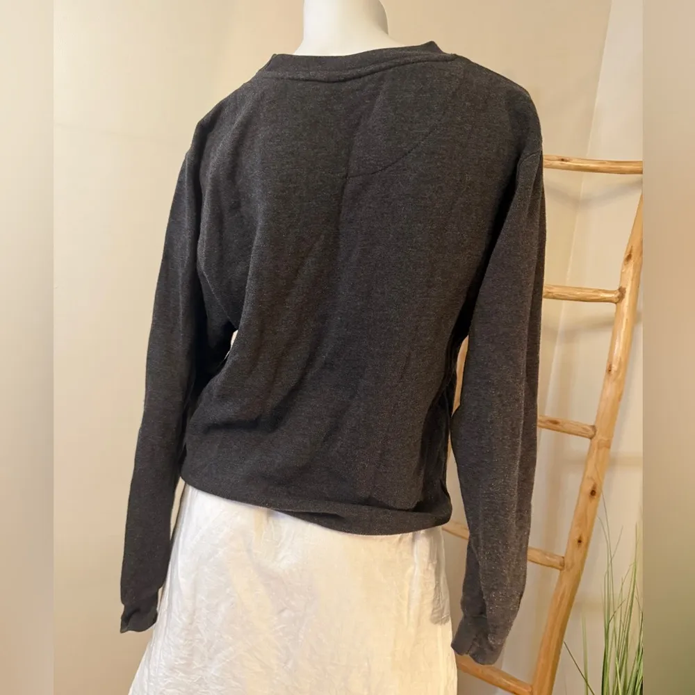 Grimm Crew Sweatshirt Small Women's Delta Fleece Grey Tree Design - Image 2