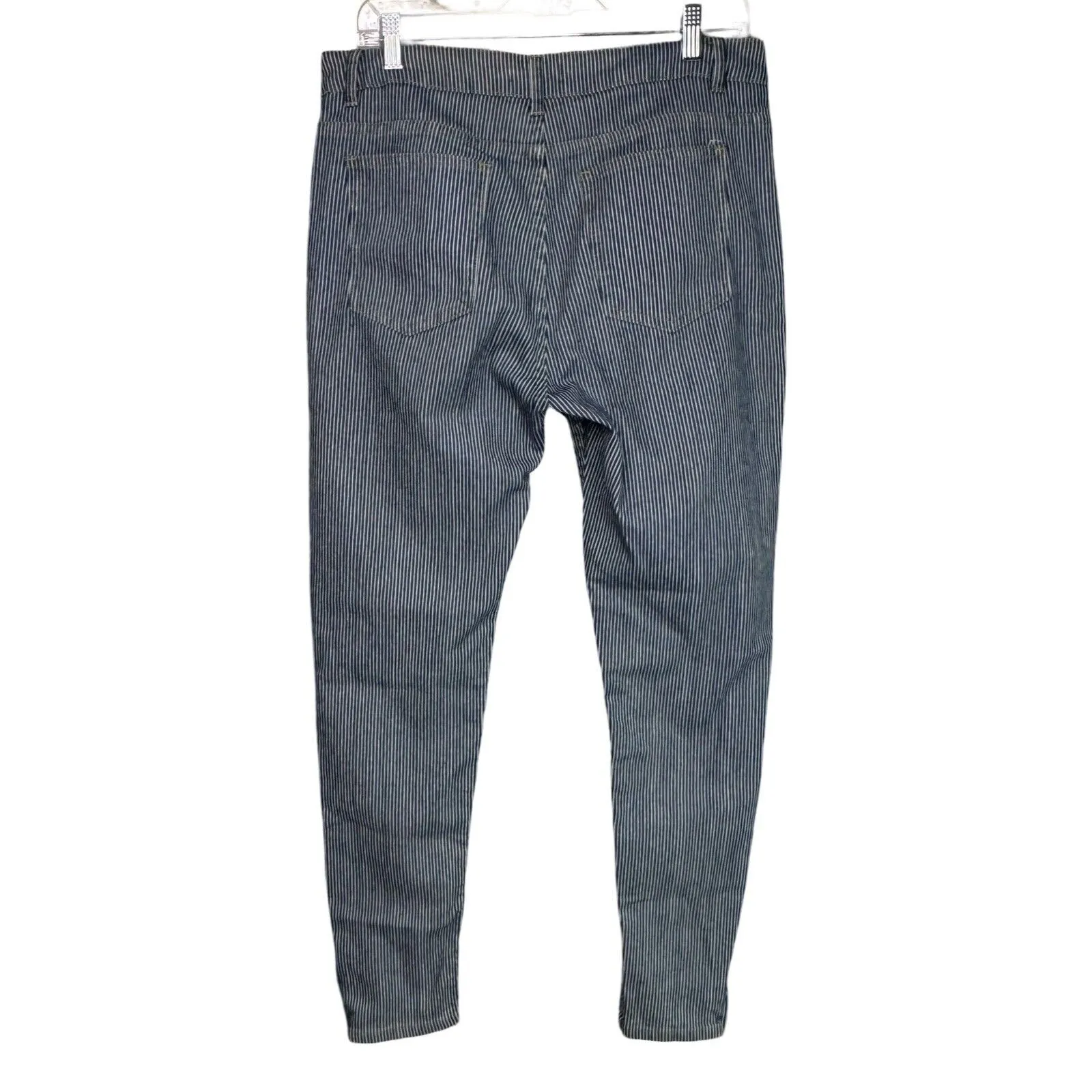 April Cornell Jeans Womens 12 31 Blue White Pinstripe Skinny‎ Zippers Conductor - Image 2