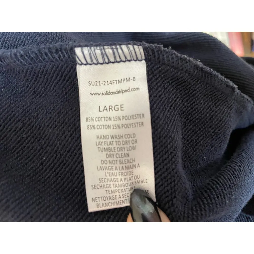 Solid & Striped  Color Block Blue Cotton Pullover Sweatshirt Size Large - Image 6