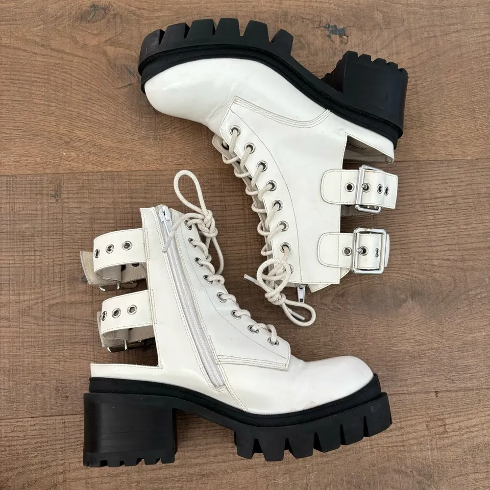 jeffrey campbell tankgrl-lo white buckle cutout moto boots - Image 6