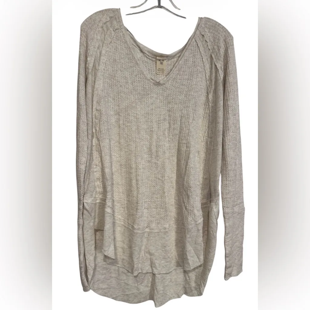 Free People thermal tunic Women's oatmeal color  Long Sleeve Top L NWT - Image 3