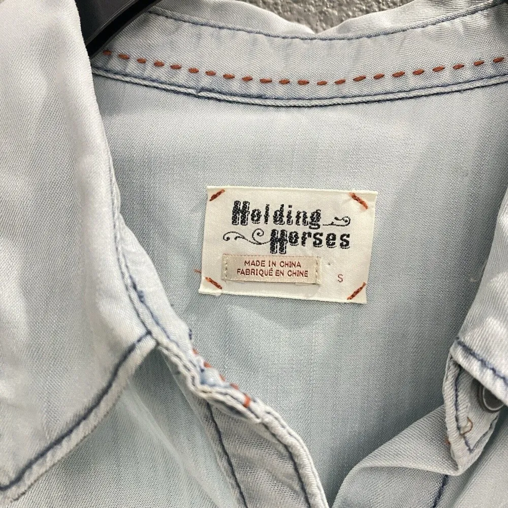 Anthropologie Holding Horses Buttondown Top Womens Small Western Country Cowgirl - Image 6