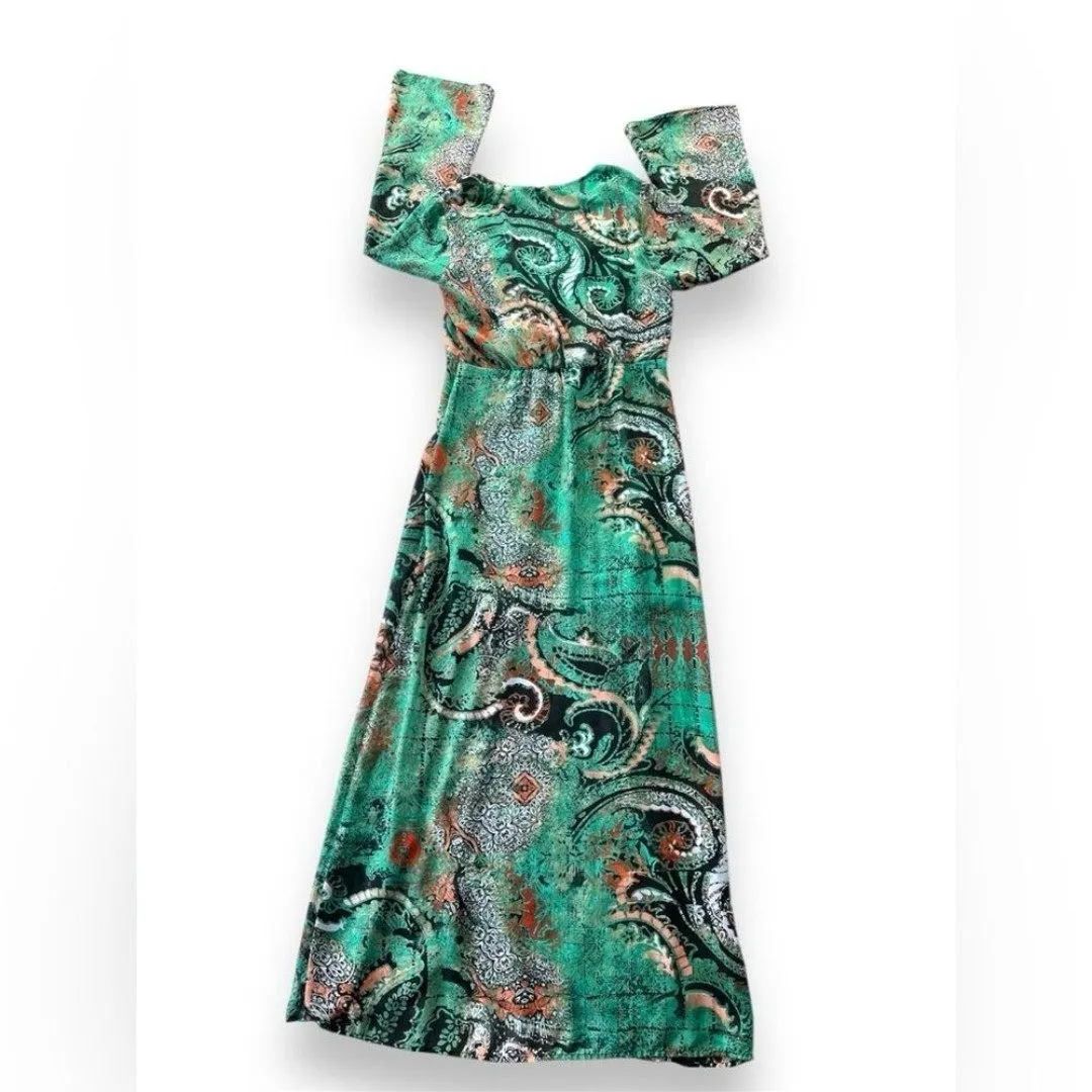 ECI New York Chiffon Paisley Maxi Multicolor Dress Size 8 Hip Hop‎ Boho Glamour - Image 2