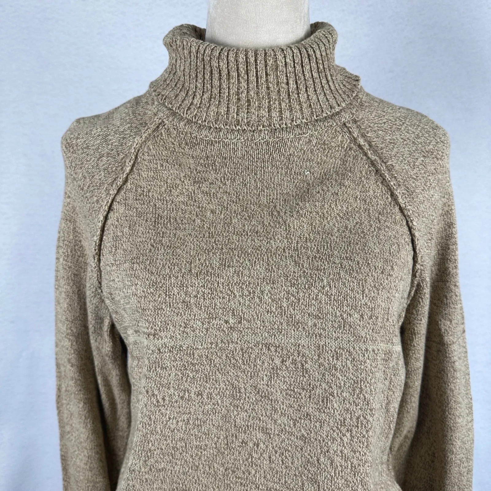 Karen Scott Tan Speckled Knit Turtleneck Sweater Women's Large Neutral Casual - Image 2