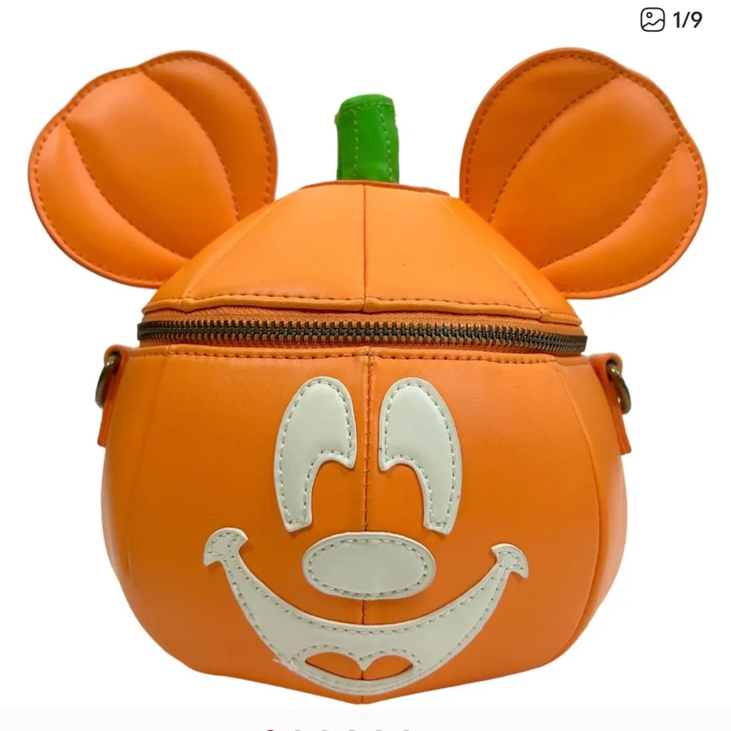 Disney Loungefly Mickey Mouse Pumpkin Head Crossbody Halloween Bag - Image 1