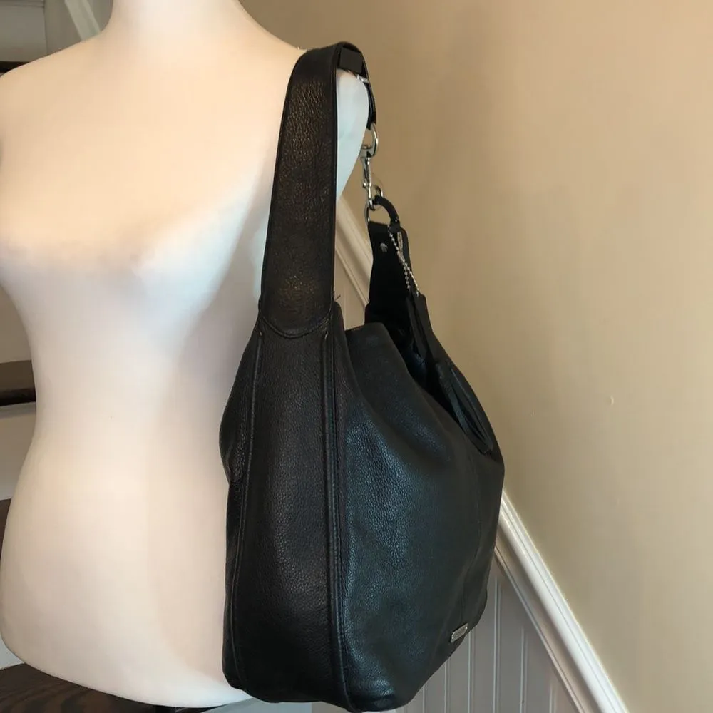 COACH Avery Black Tumbled Leather Hobo ShoulderBag 
Teal Lining Extendable Strap - Image 8