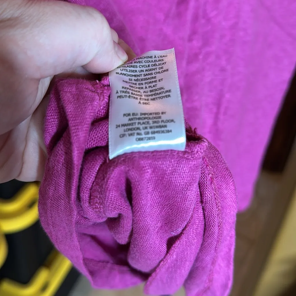 ANTHROPOLOGIE x MAEVE FUCHSIA HORIZON LINEN BACK TWIST DRAPE TEE SIZE LARGE - Image 14