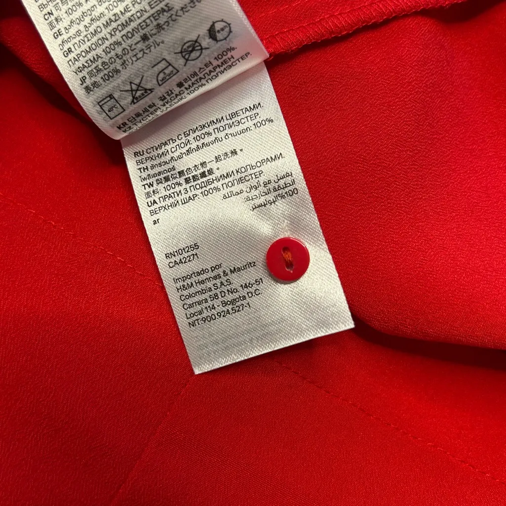 H&M red simple minimalist chic long sleeve Christmas party church dress NWT 2 - Image 6