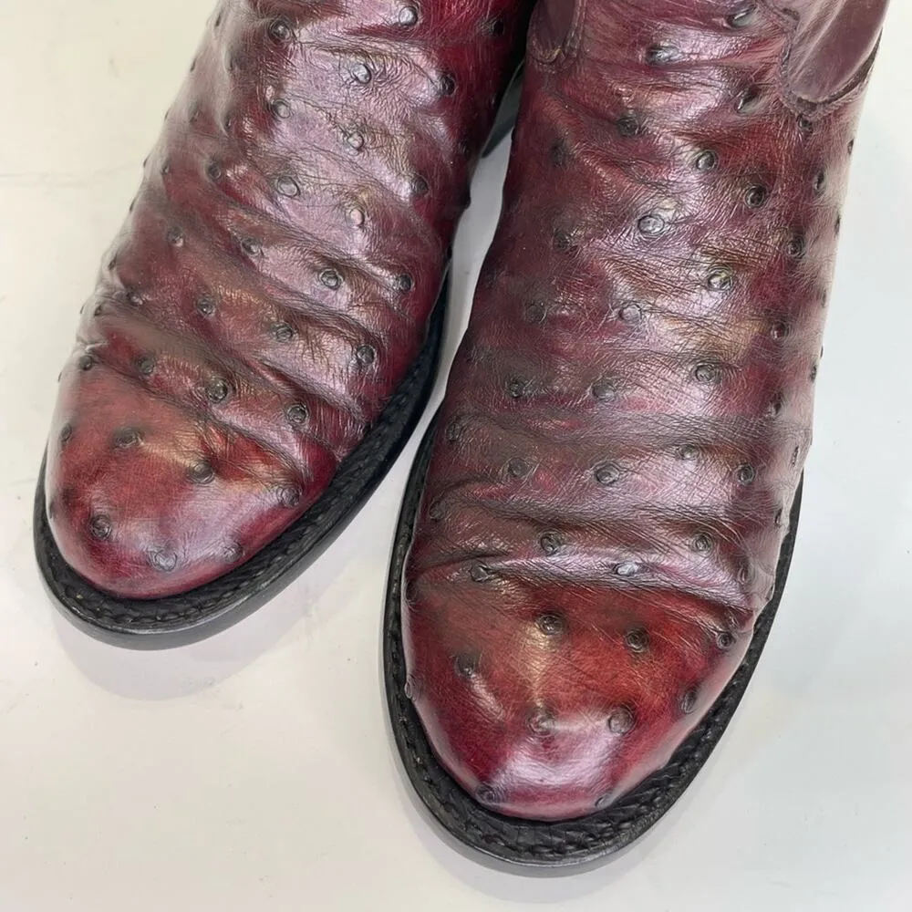 Tony Lama Ostrich Full Quill Western Cowboy Boots Oxblood George Strait Size 4.5 - Image 4