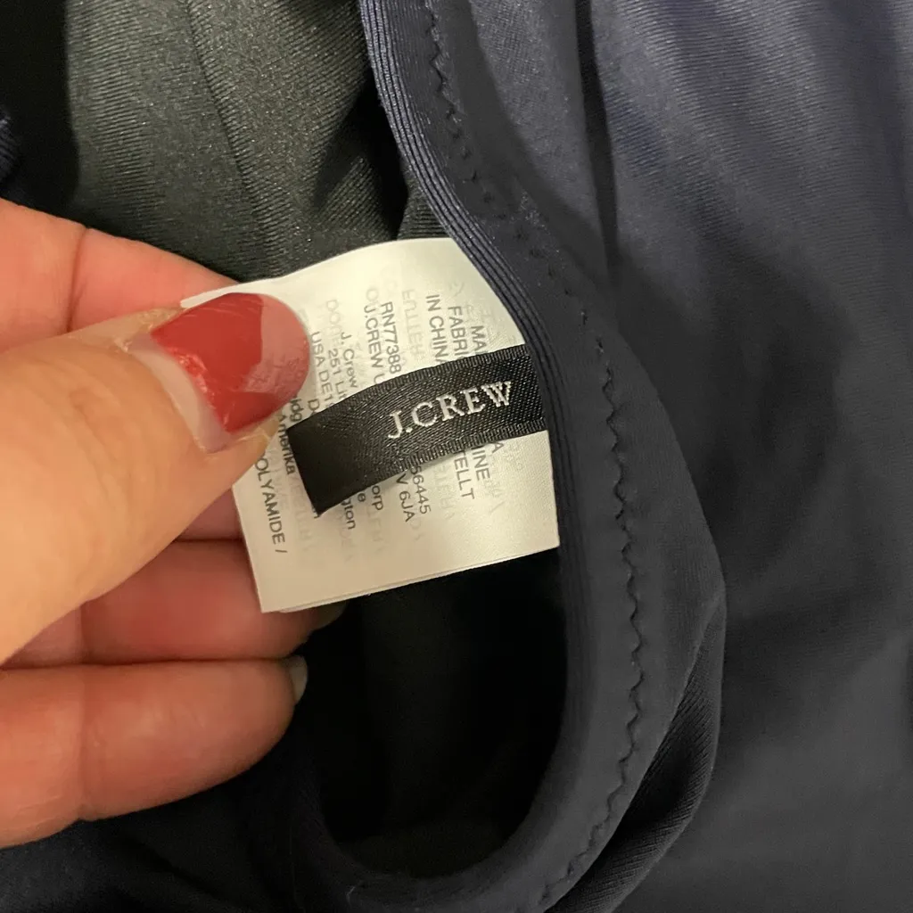 J. Crew Halter wrap swim dress one piece swimsuit womens size 6 navy blue modest - Image 4