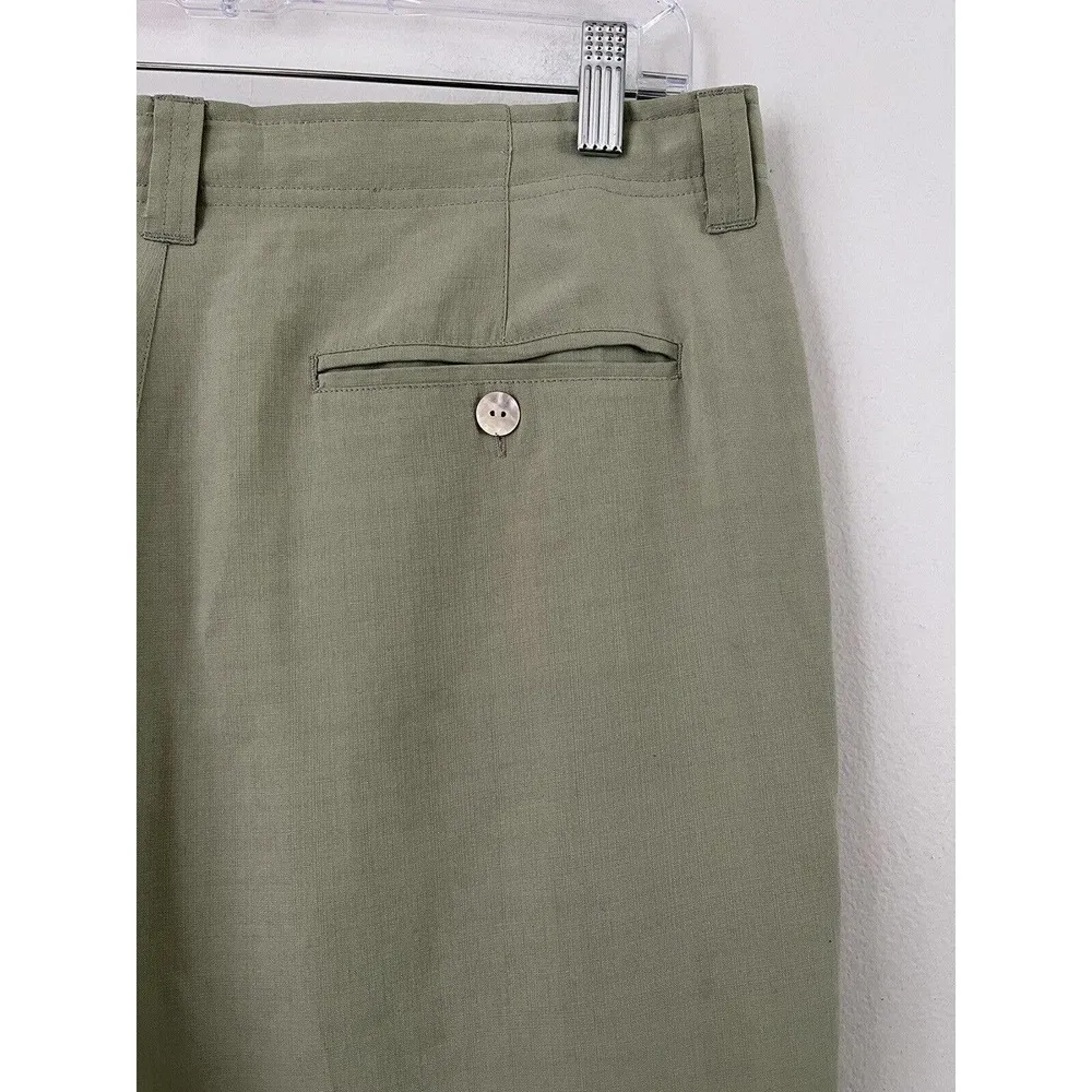 Tommy Bahama Pastel Green High Rise 100% Silk Pleated Straight Leg Pants Size 12 - Image 5