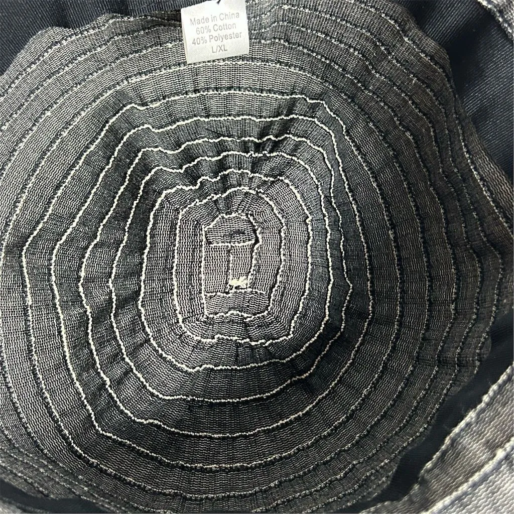 REI Black White Striped Sun Hat Beaded Accent Packable Summer Beach - Image 11