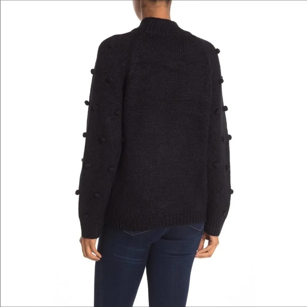 CeCe by Cynthia Steffe Pompom Knit Sweater S Black - Image 2