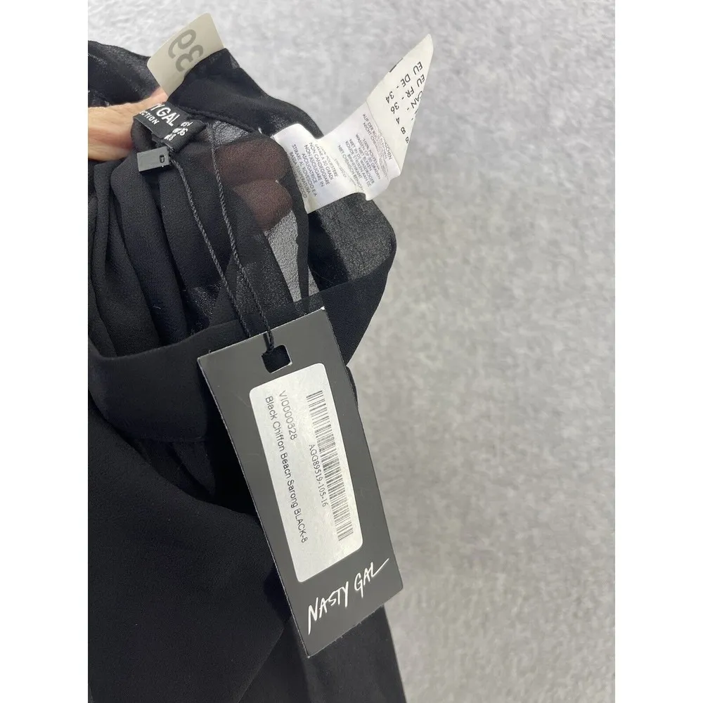 Nasty Gal Women's Wrap Beach Sarong Skirt Solid Black Mesh Long Size 4 - Image 2