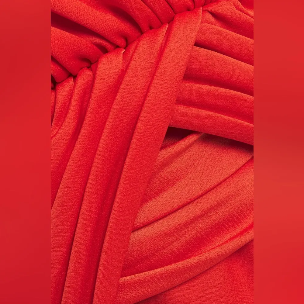Ruched Satin Dress Orange Size 8 - Image 4