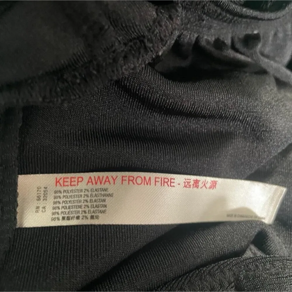 Free People Size Medium Bodysuit Black Long Sleeve Deep V - Image 6