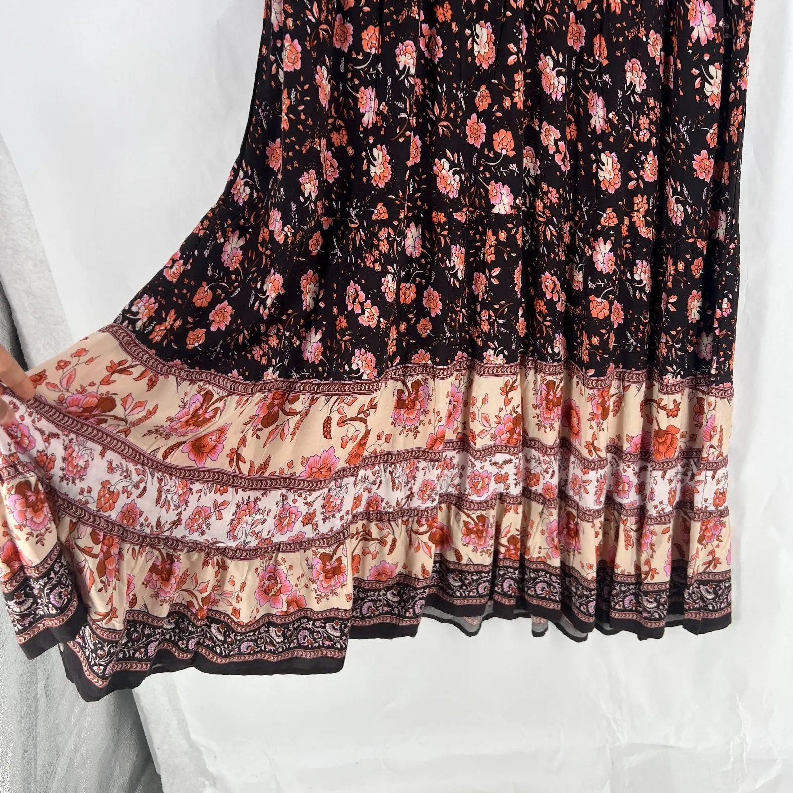 Natural Life Maxi Dress Womens XS Multicolor Fit & Flare Floral Peasant Classic - Image 8