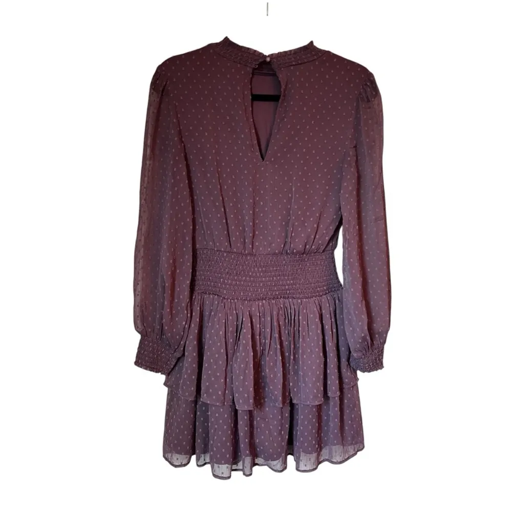 American Eagle Outfitters mock neck long sleeve ruffle purple dress size XS - Image 3