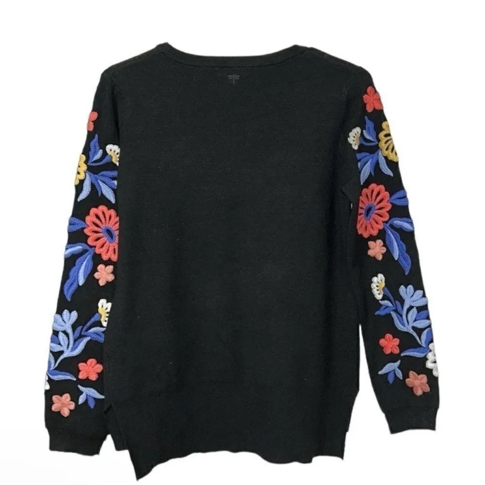 Tyler Boe Black Floral Print CrewNeck Sweater (Size XS) - Image 2