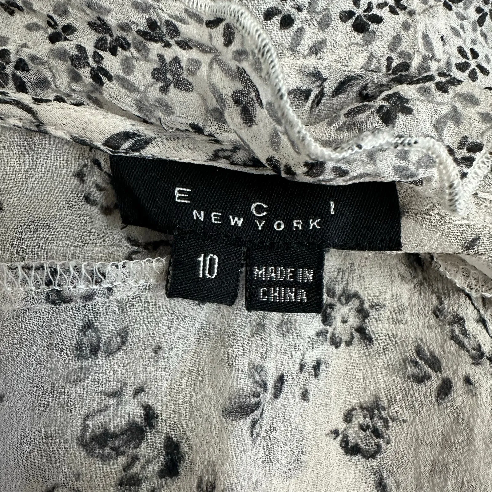 Vintage ECI New York Floral Ruffle Blouse 10 Romantic Cottagecore‎ Y2K Top White - Image 2