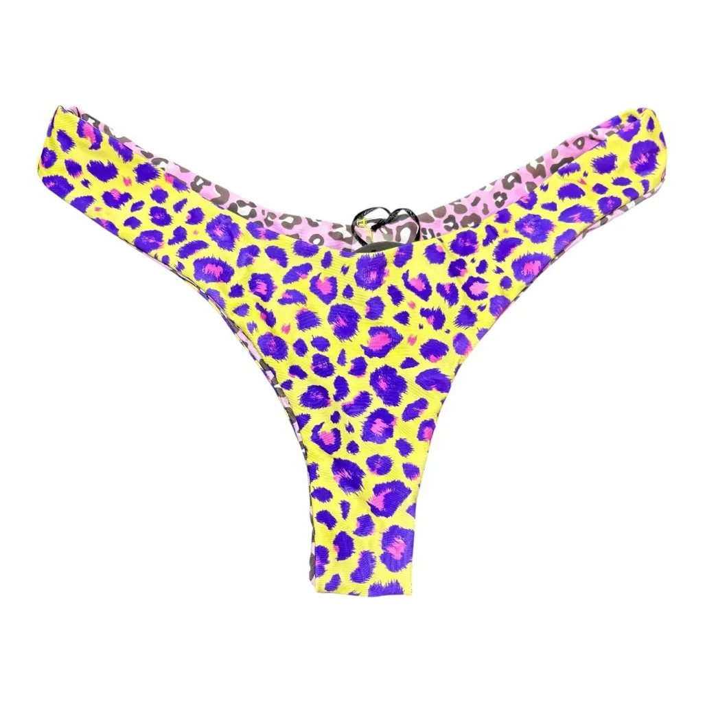 MOANA BIKINI Purple and Yellow Leopard Print Bikini Bottom - Image 2