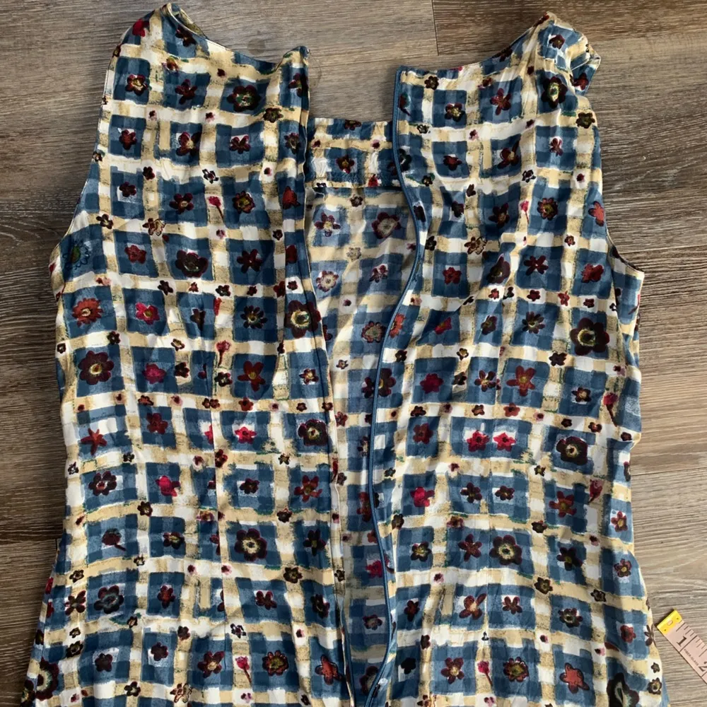 Monsoon Blue Floral Checked Mini Dress 10 - Image 8