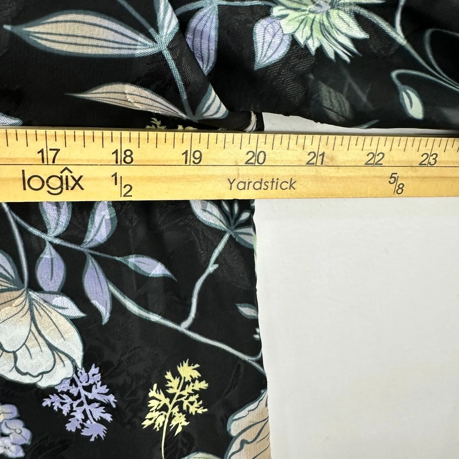 Calvin Klein Blouse Women M Black Floral Sheer Overlay Bell Sleeve Boho Romantic - Image 6