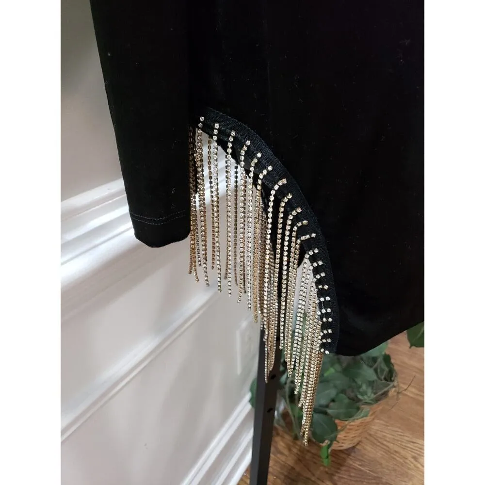 Hot & Delicious Womens Black Fringe Detail Cutout Polyester Bodycon Dress Size L - Image 7