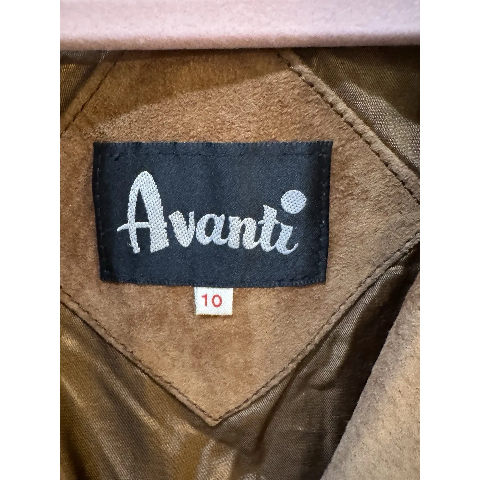 Avanti Woman Size 10 Tan 100% Genuine Pig Suede Leather Button Blazer Jacket - Image 4
