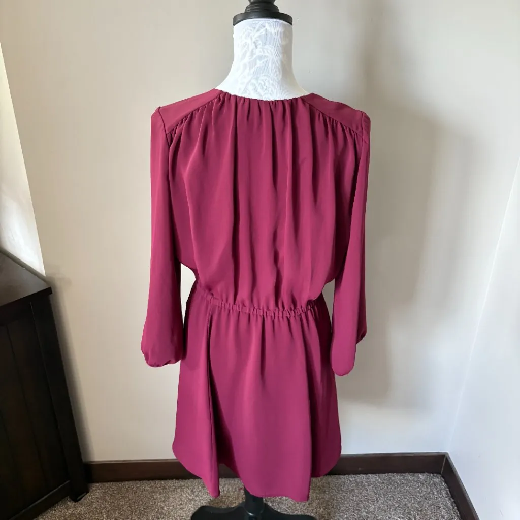 Aritzia Babaton Burgundy Dress Womens Medium Pockets Button Down Long Sleeve - Image 4