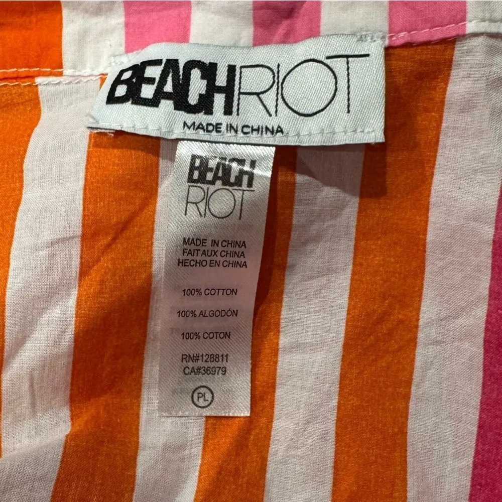 Beach Riot Pink and Orange Striped Button Down Shirt - Image 4