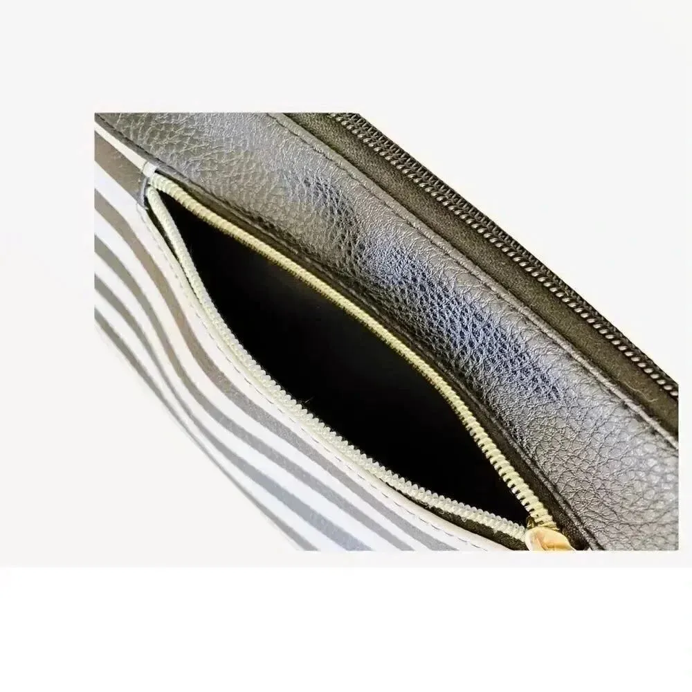 Stripped Black & White Crossbody Bag Black - Image 4