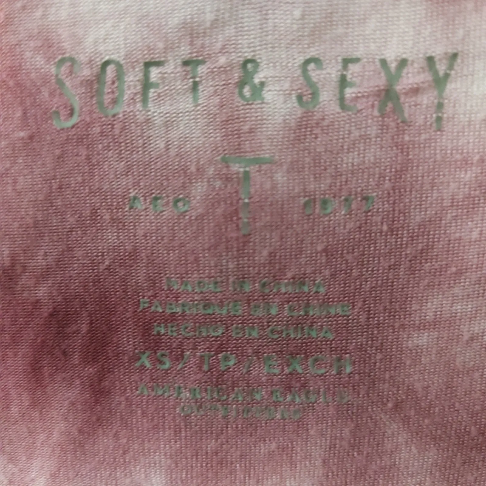 American Eagle Outfitters SOFT & SEXY Tie Dye Shirt Maroon/White XS Boho Classic - Image 9