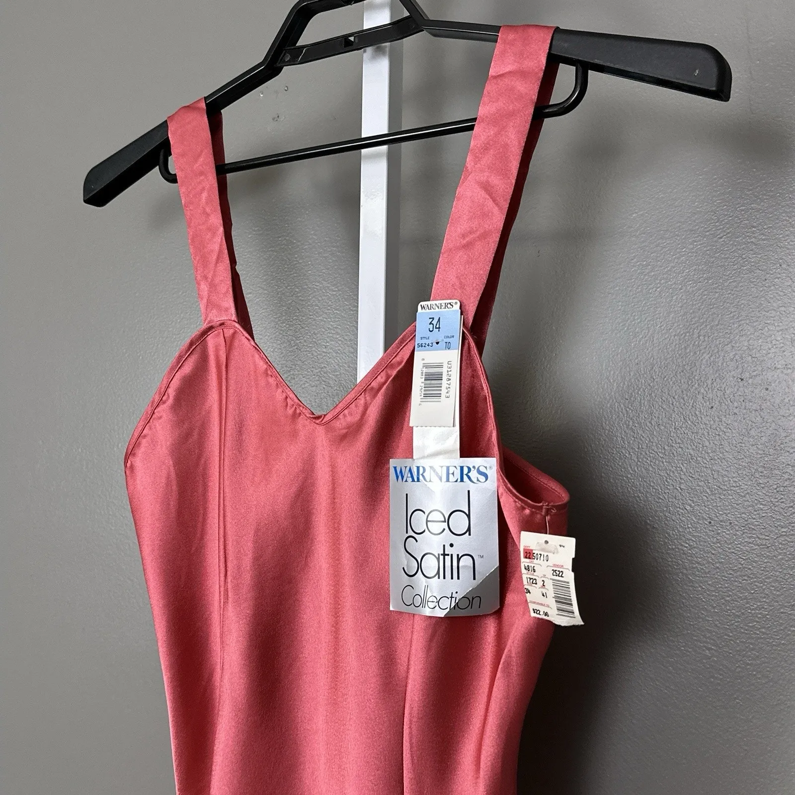 Warner’s Iced Satin Collection Camisole Cami Tank Top Size 34 New NOS Rose Pink - Image 3