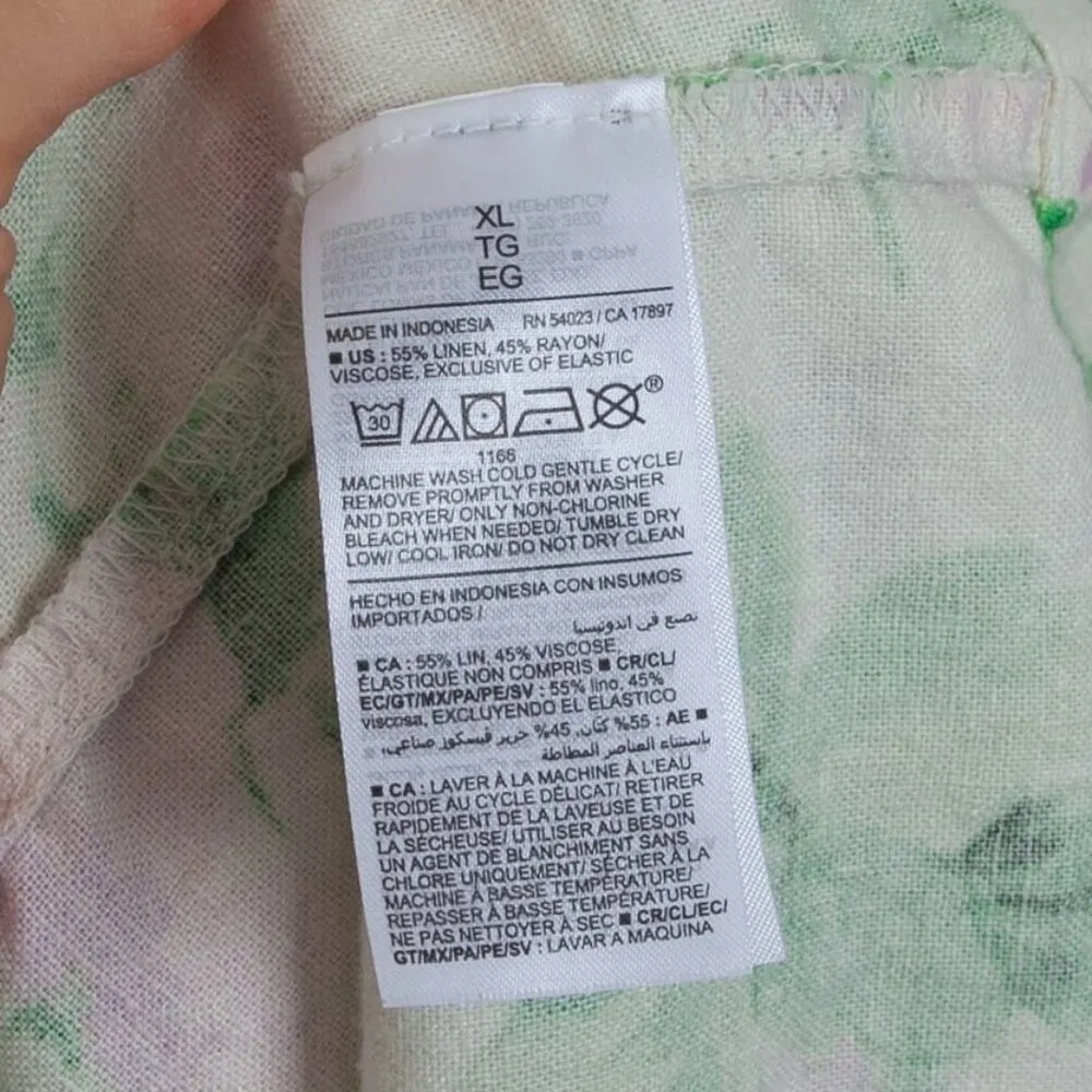 Old Navy Womens Floral Linen Midi Dress Size XL White Smocked Cottagecore Spring - Image 6