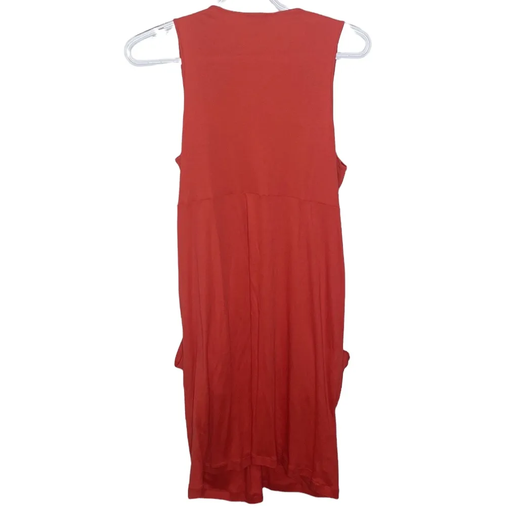 Hanro of Switzerland coral red Grecian tunic style lounge dress Size 4 - Image 2