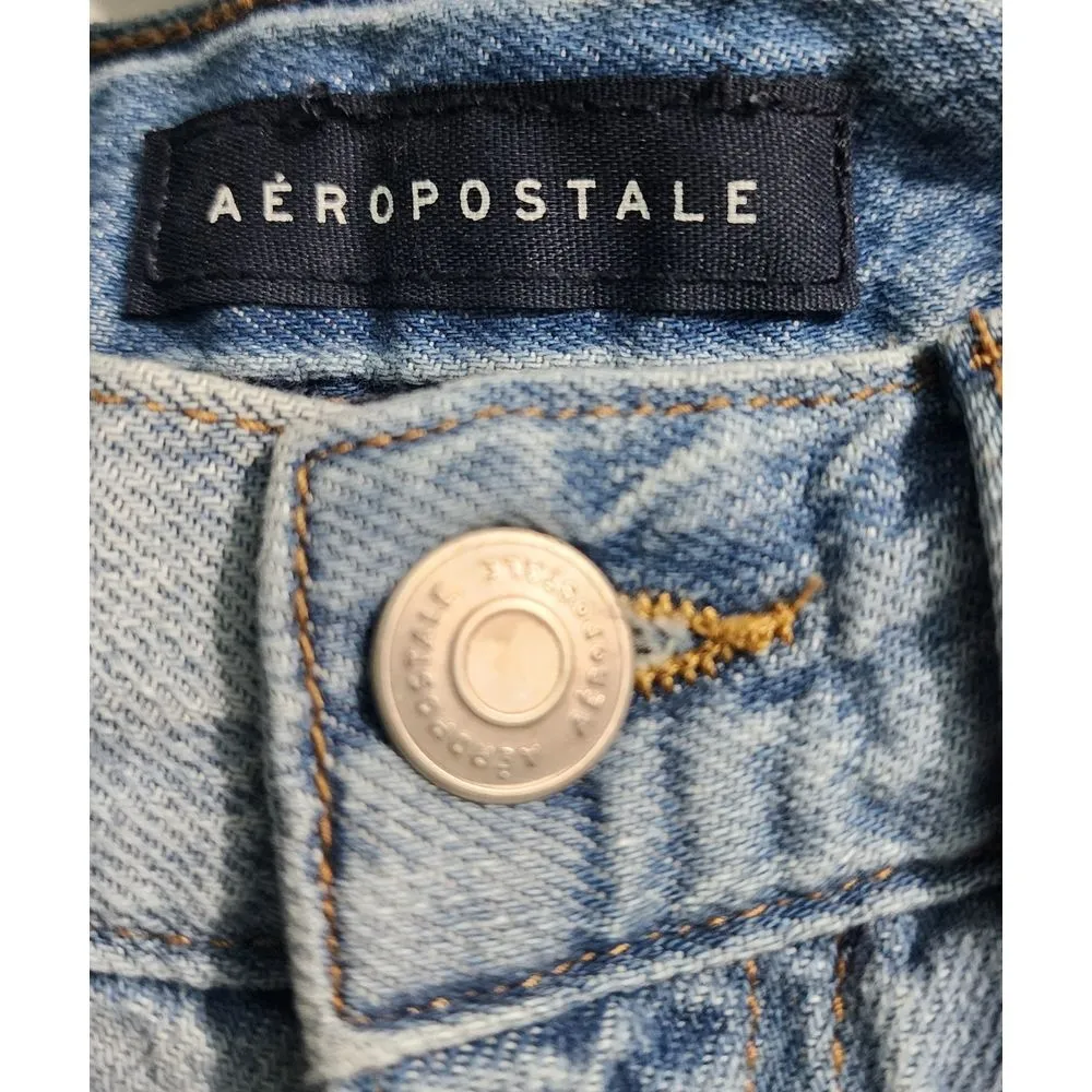 Aeropostale Light Wash Mom Shorts Distressed Denim High Rise Summer Festival‎ - Image 3