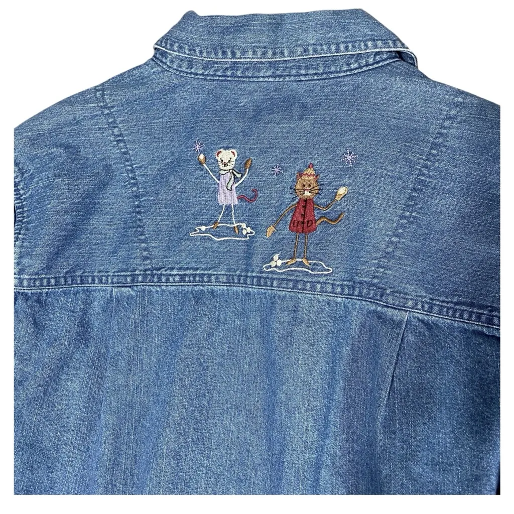 VINTAGE CHRISTOPHER & BANKS Embroidered Cat Shirt - Image 7